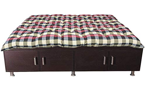 Image of Deevine Craft Soft Deewan Size Cotton Filled Stiched Quilt Mattress Gadda Toshak (Multicolored, 2 Sleeping Capacity - 4 X 6ft or 72 X 48 Inch)