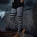 Halloween Leggings for Women Striped Print Witch Yoga Pants Fashion Tummy Control Lounge Athletic Trousers
