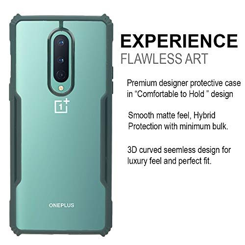 Image of LIRAMARK Transparent Clear Shock Proof Back Cover Case Designed for OnePlus 8 /1+8 (Green)