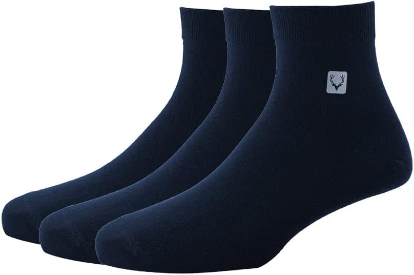 Mens Cotton Quarter Length Socks (Pack Of 3) Navy