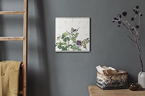 Feuilles de Papillon Asiatiques sur Horloge de Salon Haut de Gamme 30x30