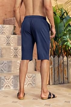 Runcati Korte broek voor heren, lichte linnen shorts voor mannen, effen