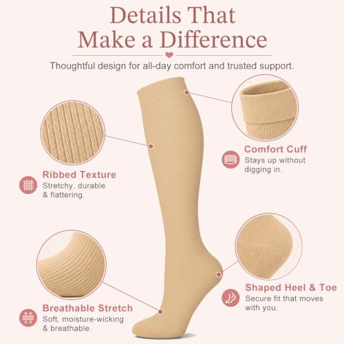 Image of Laite Hebe 4 Pairs-Compression Socks for Women&Men Circulation-Best Support for Nurses,Running,Athletic