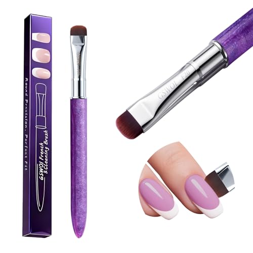 GSWOI French Tip & Nail Cleaning Brush - Dual Function Gel Polish Clean Up Tool with Custom Firm Bristles for Professional Manicure (F20)