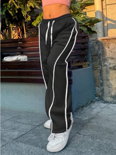 MIZAYZA Women's High Waist Wide Leg Pants - Milton Cotton Pill-resistant and Shrink Resistant Pants for Sports and Daily Use (Black, XXXL)