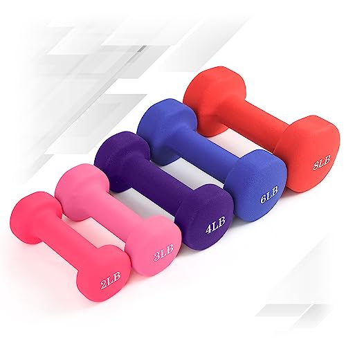 Jbm Neoprene Dumbbell Pairs, 2-8Lbs Hand Weight Set Of 2 Non Slip Hexagonal Shape Dumbbell With Easy To Read Number, Fitness Dumbbell Set (5 Lb, A Pair Of Dumbbells) #TOP7