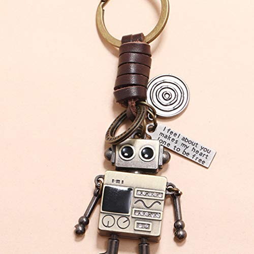 Holibanna Chaveiro de couro robô, pingente de robô, chaveiro, bolsa retrô, ornamentos, presentes par