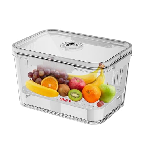 Contenedores de almacenamiento de frutas para , contenedores de almacenamiento de alimentos con tapas y asa, lonchera portátil para camping, picnic, organizador de con bandeja de drenaje