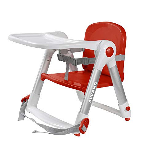 APRAMO FLIPPA Elevador de Siento de Silla Portátil Trona Alzador Plegable de Silla para Bebé Comer Alimentar con Bandeja Extraíble (Rojo)