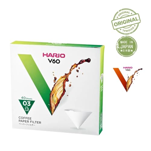 Image of Hario V60 Paper Coffee Filter, Size 03, White, 40ct Box