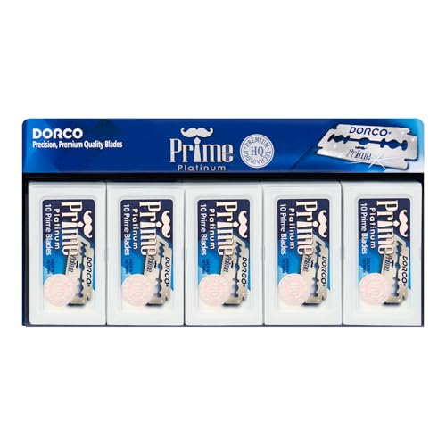 Dorco STP301 Prime Platinum Extra Double Edge Razor Blades 100 Count, Premium Stainless Steel Shaving Blades, Super Sharp for Smooth, Precise Shave, Stocking Stuffers