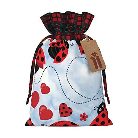 Ladybug And Cloud Christmas Drawstring Gift Bags, Large Bags Gift Boxes For Present, Christmas Party Cover