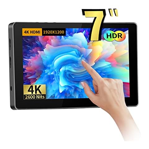 Desview R7II 2600Nits Camera Field Monitor, 7 Inch Ultra High Brightness Full HD 1920x1200 IPS 4K HDMI with HDR 3D LUT Waveform Peaking Focus Assist Video Monitor for DSLR, Include D-Tap Cable Cover