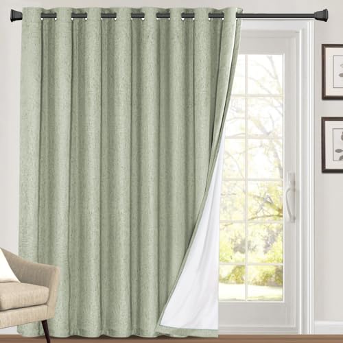 Image of PrinceDeco Blackout Curtains 84 Inches Long Patio Curtains for Sliding Door Blackout Curtains for Sliding Glass Doors 100 Inch Wide Curtains for Living Room,100 X L84 Inch, Sage