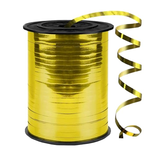 500 Yards Curling Ribbon 1/5 Inch Shiny Gold Ribbon Balloon String Party Decoration Ribbons for Florist Flower Bows for Graduation Supplies