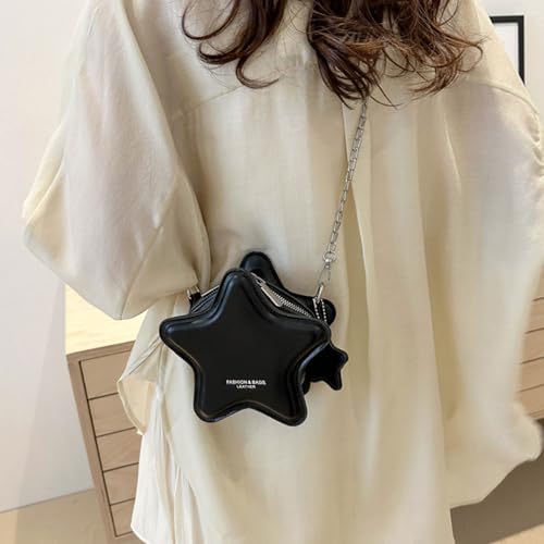 Women PU Leather Shoulder Bag Star Shape Crossbody Bags with Metal Chain Small Purse for Shopping Office and Travel3