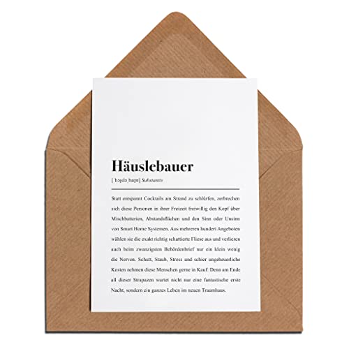 Bauherr/Bauherrin Karte mit Umschlag – Häuslebauer Definition