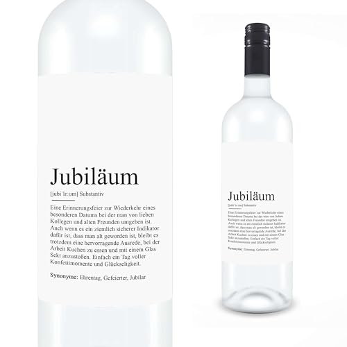 KAMEWI® Etikett JUBILÄUM Definition | Aufkleber für Weinflaschen | Geschenk Herzensmensch Kleinigkeit Weinpräsent Bedanken