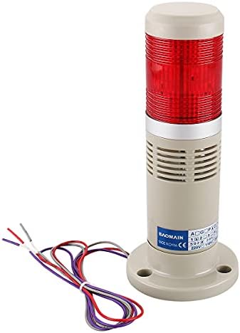 BAOMAIN 110V AC Industrial Signal Tower Light with Buzzer, Red LED Continuous Warning Lamp, LTP-502TJ Safety Alarm Beacon for Machinery and Factory Use