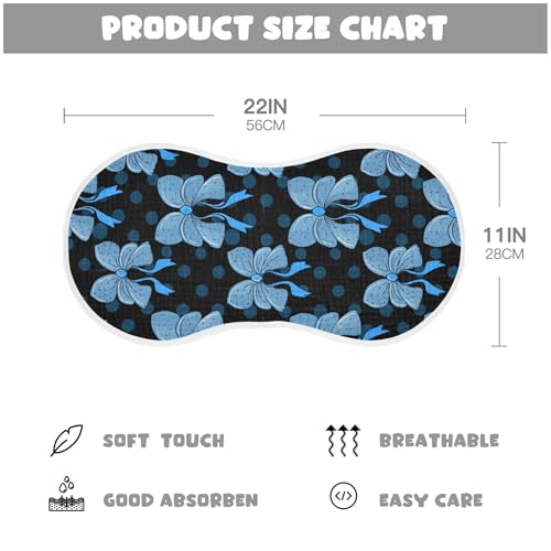 xigua Blue Bows Muslin Baby Burp Cloths Set of 1, Super Soft & Absorbent Burping Rags, Cotton Burp Clothes Shower Gift for Newborn, Baby Girls and Boys4