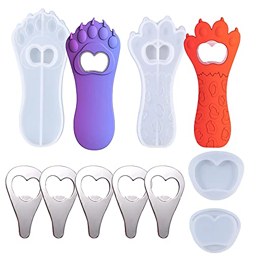 Cayway 7 PCS Tire Bouchon Silicone Moule pour Bijoux en Résine, 2 PCS Moule Silicone Resine Epoxy, 5 PCS Ouvre Bouteille Plat pour Moule de Tire Bouchon en Silicone Bricolage, Artisanat Cover