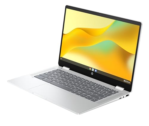 HP Chromebook x360 Laptop, 14 Touchscreen, Intel Prozessor N100, 4 GB DDR4 RAM,128GB eUFS, Intel UHD Graphics, ChromeOS Betriebssystem, QWERTZ, Gemini, Silber