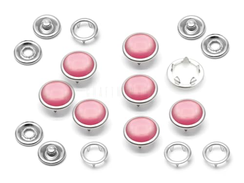 CRAFTMEMORE 20 Pack Pearl Snap Fasteners for Western Shirts, 10.5mm, Washable Pearl-Like Buttons (Pink)