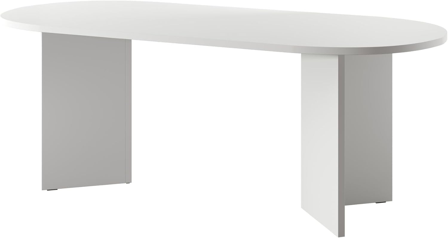 Selsey Ovo Esstisch – Ovaler Küchentisch, Weiß, 90 × 204 cm