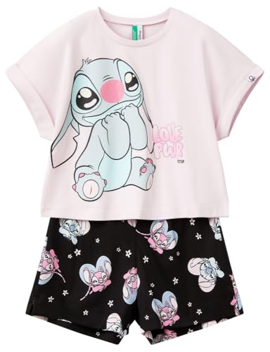 United Colors of Benetton Pig(T-Shirt+Short) 30960P08F Set di Pigiama, Rosa, XXS Bambina