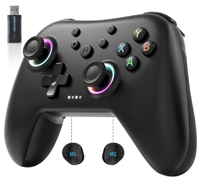 AceGamer Aurora 2.4G Mando inalámbrico para PC Windows/Switch 2/Switch/Steam/iOS/Android, Mando para PC con joystick de efecto Hall, Botón trasero programable, Actuador resonante lineal, Turbo, Negro | Ya disponible en tu tienda friki favorita! En mundofriki.es!