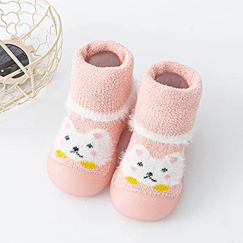 Baby Sock Shoes Baby Walking Shoes Infant Boys Girls Animal Cartoon Shoes Toddler Fleece WarmThe for (Pink, 5.5 Infant)3
