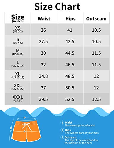 Rocorose Women's Swimwear Trunks Quick Dry With Inner Linning Drawstring Zipper Pocket Board Shorts Floral Blue Us 16-18 #TOP5
