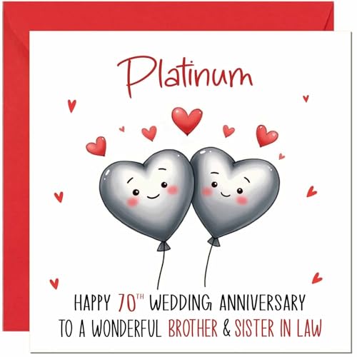 Platinum Anniversary Card for Brother & Sister in law - 70th Wedding Anniversary Cards for Sister in law & Brother Cute Anniversaries Greeting Cards
