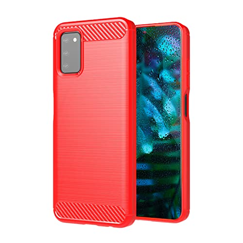 SCL Coque pour Samsung Galaxy A03S - Rouge - Effet fibre de carbone - Coque de protection en gel - Anti-rayures - Anti-collision - Compatible avec la version...
