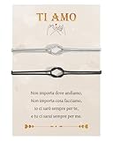 Cheerslife Regalo Bracciali Coppia Lui Lei Fidanzati Bracciale Amicizia Bracciale Donna Braccialetti Nodo D'amore, Bracciali Amicizia Donna Regali di Coppia Regalo Fidanzato - Nero e Argento
