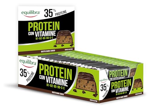 Equilibra Barrette Proteiche, 35% Proteine, 24x45g, Dark Choco, Proteine 15.8g