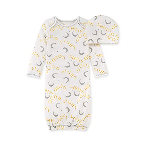 Image of Burt's Bees Baby baby-girls Sleeper Gown & Hat Set, One Size, 0-6 Months, 100% Organic Cotton