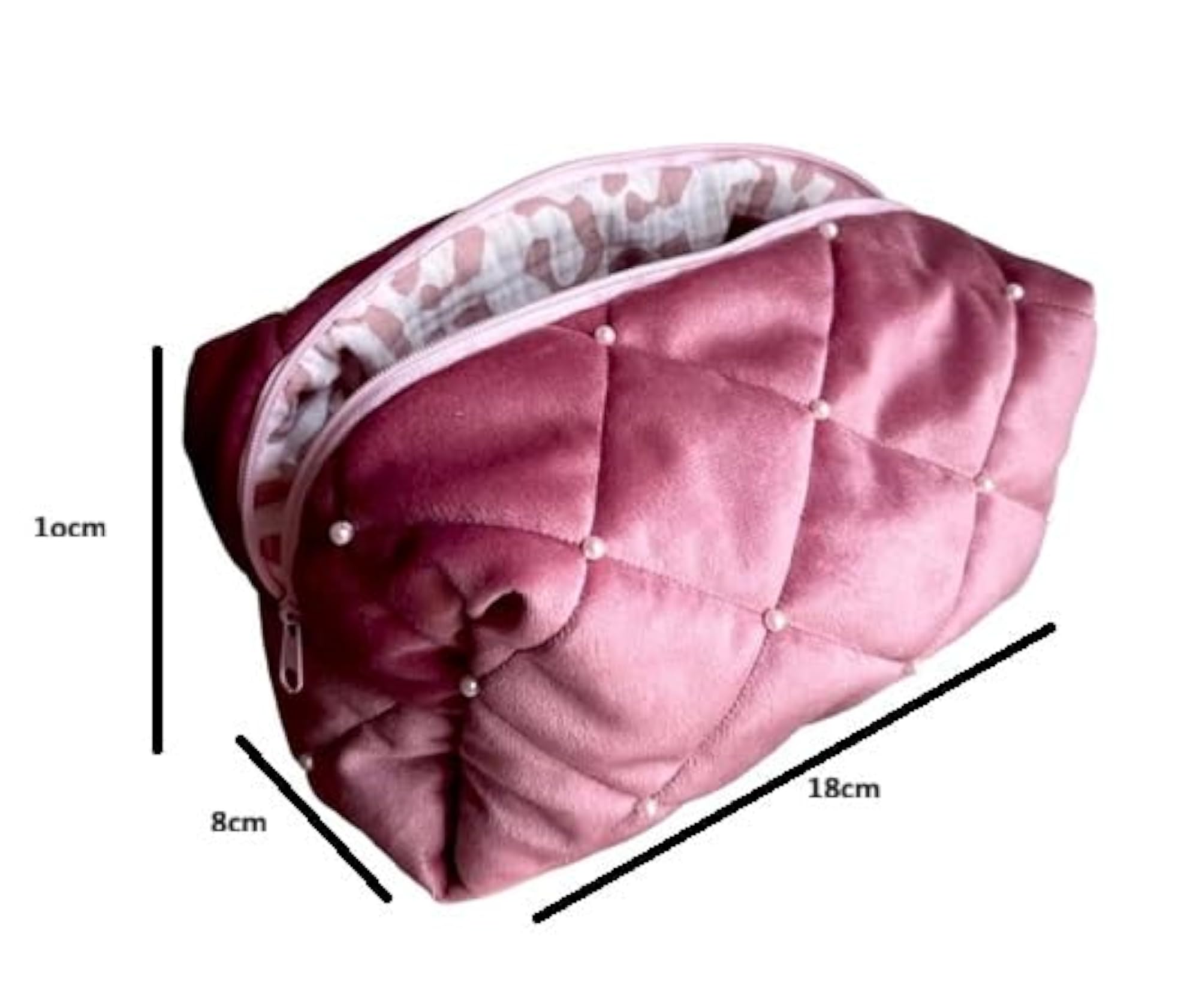 Quilted Cosmetic Case with Gingham Interior
