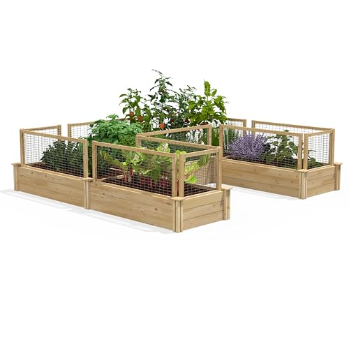 Greenes Fence Original Cedar Raised Garden Bed with CritterGuard Fence System, 8' x 8' x 10.5