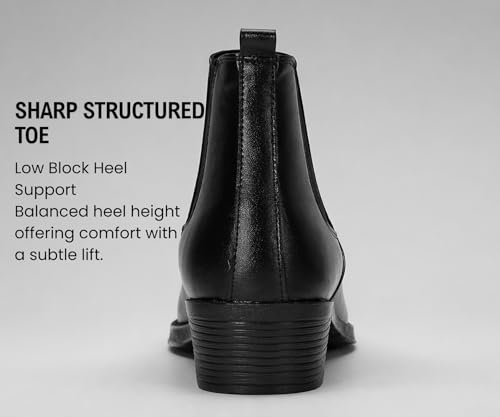 Image of Kraasa Men's Height Increasing Chelsea Boots | PU Leather Slip-On Ankle Boots | Comfortable Formal & Smart Casual Footwear