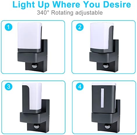 LASIDE Outdoor LED Wall Lights with PIR Motion Sensor, Anthracite Grey Outside Wall Lights Electric, Waterproof Aluminium 3000K 380LM Garden Wall Lights Mains Powered for Front Door Patio Porch Garage