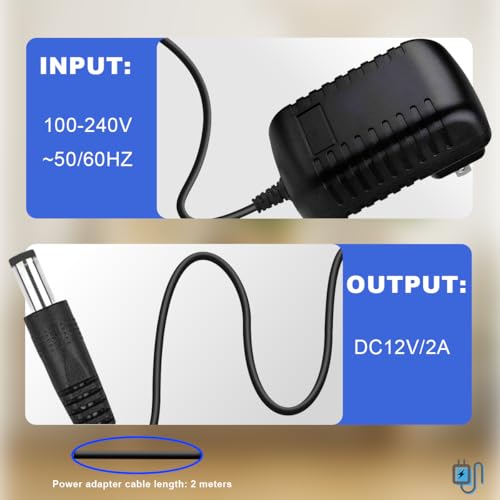 12V 2A Power Supply Adapter- 6.6ft Long Cord, 24W Wall Charger Compatible with LED Strip, Ultrasonic Jewelry Cleaner, SPS100 Breast Pumps, Router, Speaker (8 Plug) by CGSZDMZY - Used condition - Image 2