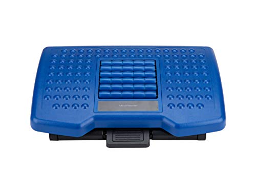 Mind Reader Adjustable Height Foot Rest with Rollers for Massage, Blue