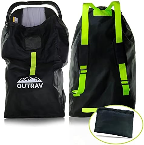 Car Seat Travel Bag with Backpack Straps – Protective Airport Approved Airplane Baggage Gate Check Luggage Storage Sack for Traveling with Booster or Carseat – Universal 2-in-1 Carrying Jacket System