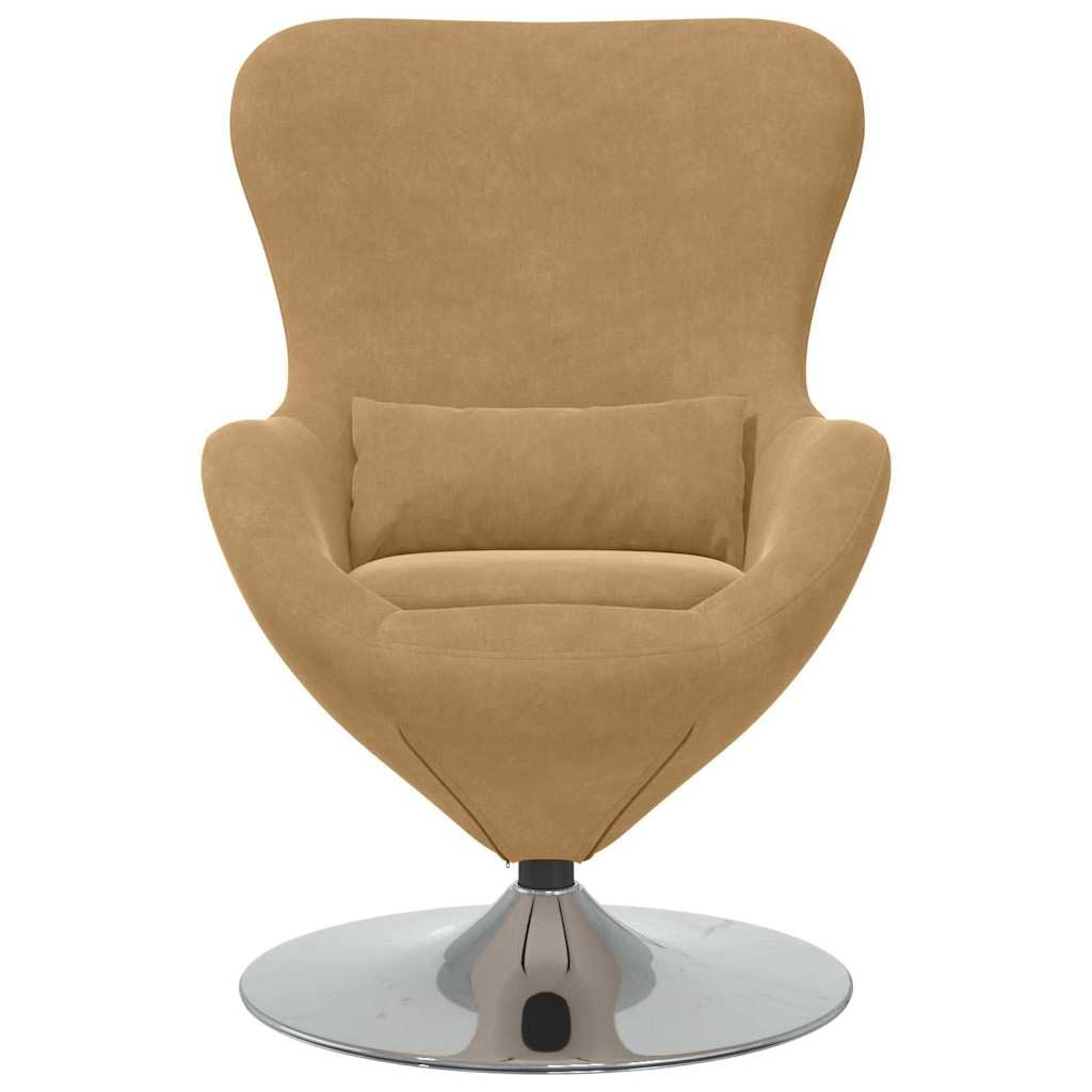 Sillón de salón de terciopelo marrón – Moderno sillón giratorio con base giratoria de 360° para salón y dormitorio – Elegante sillón relax con reposabrazos – Sillón acolchado para la esquina