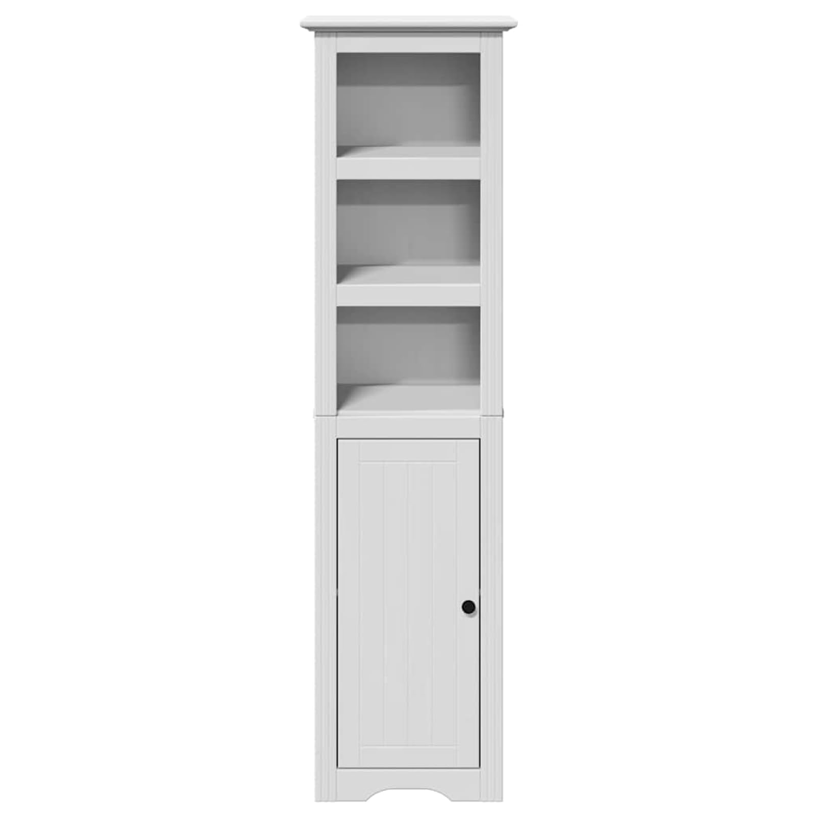 Szafka łazienkowa BODO 44 x 30 x 160 cm, biała, z litego drewna sosnowego i materiału drewnopochodnego z metalowym uchwytem do uporządkowanej organizacji łazienki