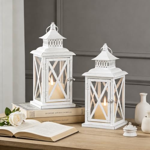 Lanternes décoratives intérieur extérieur en métal blanc pour fête - 2