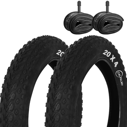 CALPALMY 20" x 4 E-Bike Fat Tire and Tube Set - Replacement 20 Inch Fat Tires and 20x3.5/4.0 Inner Tubes for MTB Mountain and Electric Bike - Durable All Terrain Knobby Tire Tread (2-Set)