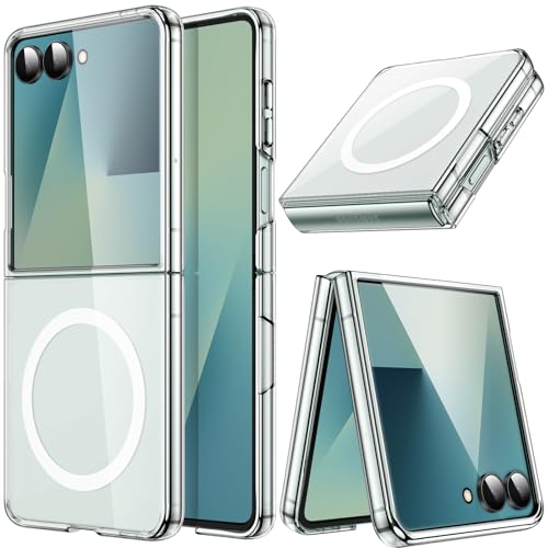 Image of JETech Magnetic Case for Samsung Galaxy Z Flip 7 2025 Compatible with MagSafe, Non-Yellowing Transparent Hard PC Protective Phone Cover, Anti-Scratch (Clear)