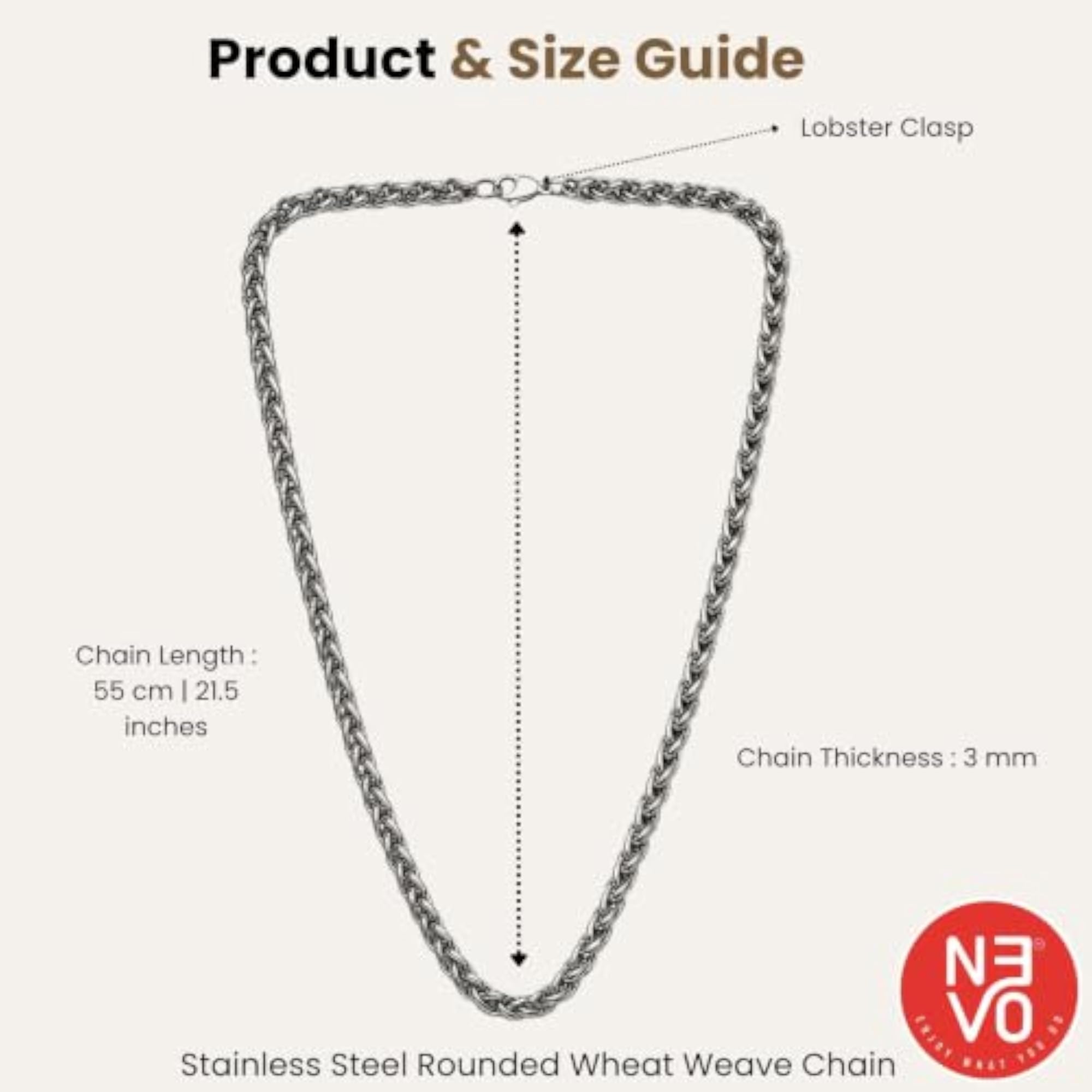 Men's Surge Stainless Steel Wheat Chain Necklace